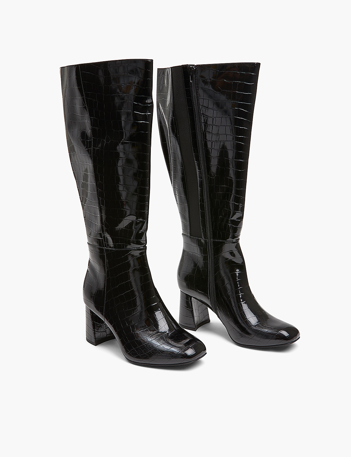 Dream Cloud Croco Faux-Leather Heel Tall Boot Product Image 1