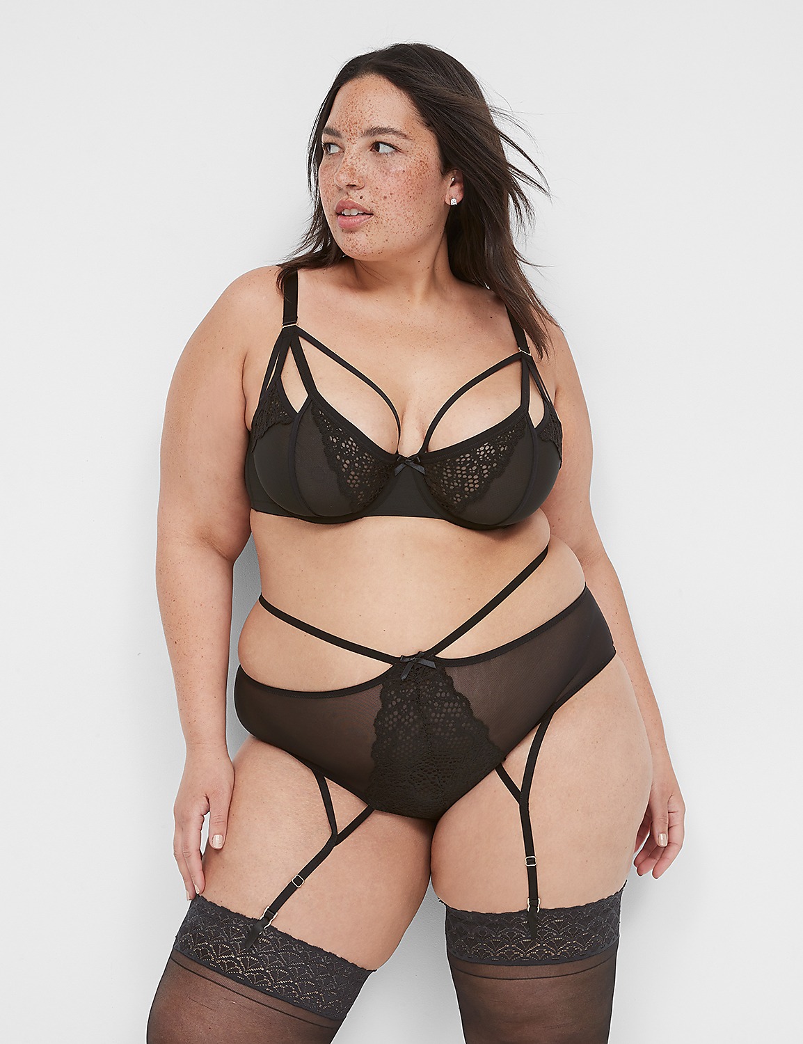 Unlined Caged Lace Balconette Bra Product Image 1