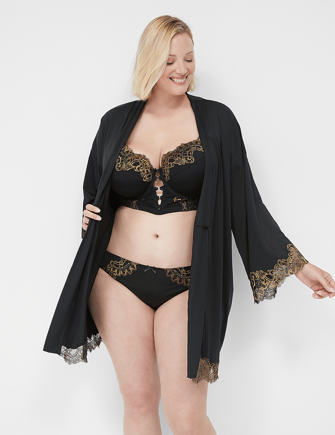 Metallic Lace-Trim Robe Product Image 1