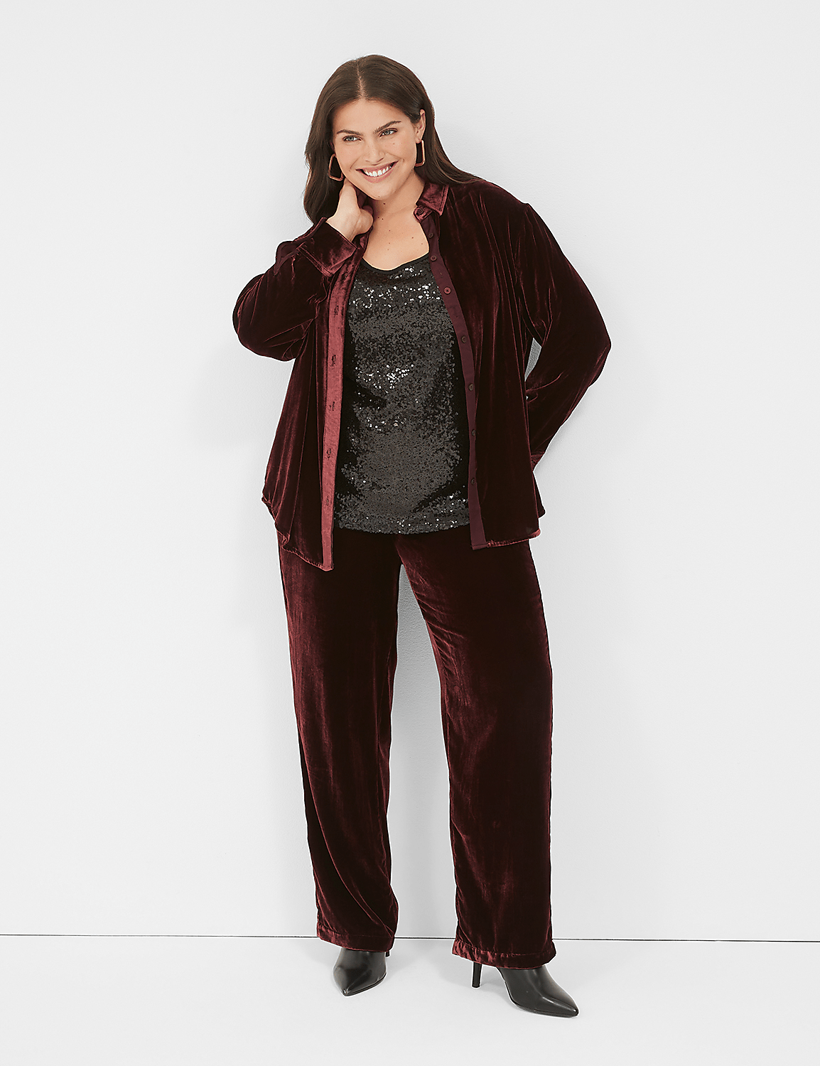 Pull-On Velvet Straight Leg Pant Product Image 1