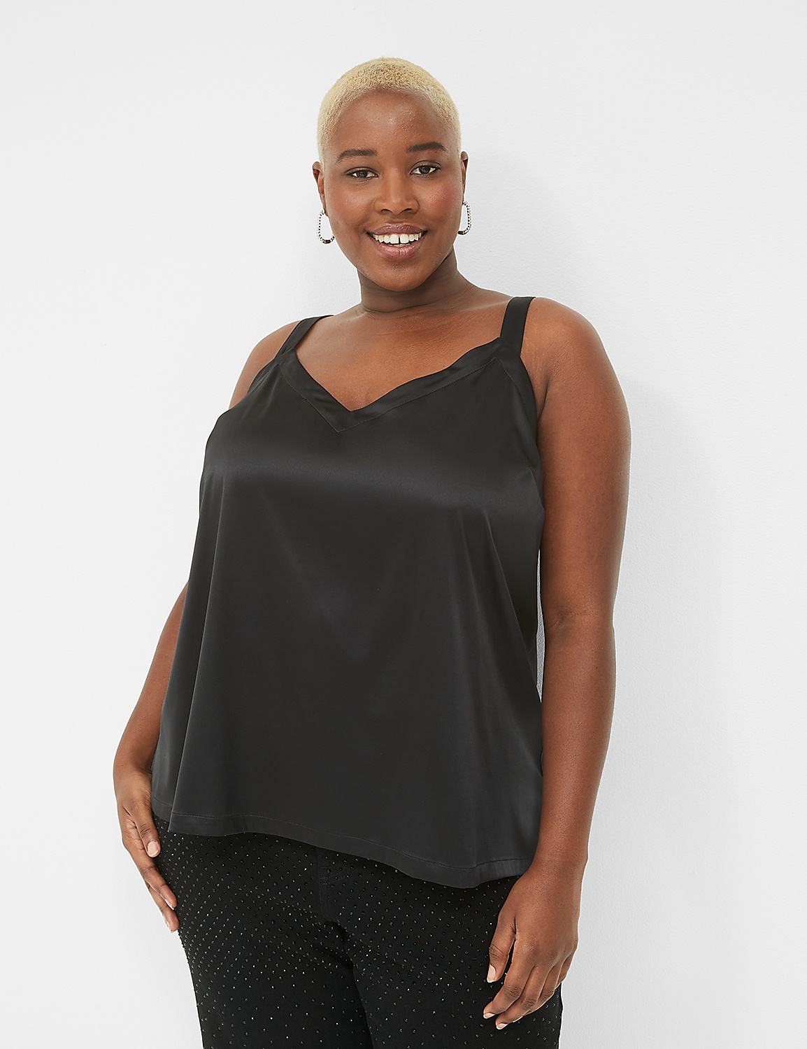 Relaxed V-Neck Satin Slip Cami Product Image 1