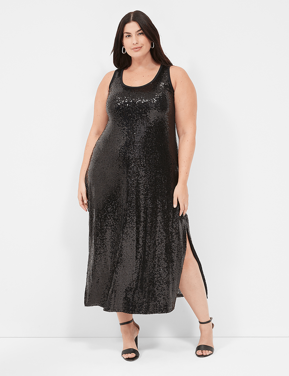 Sequin Scoop-Neck Slip Midi Dress Product Image 1