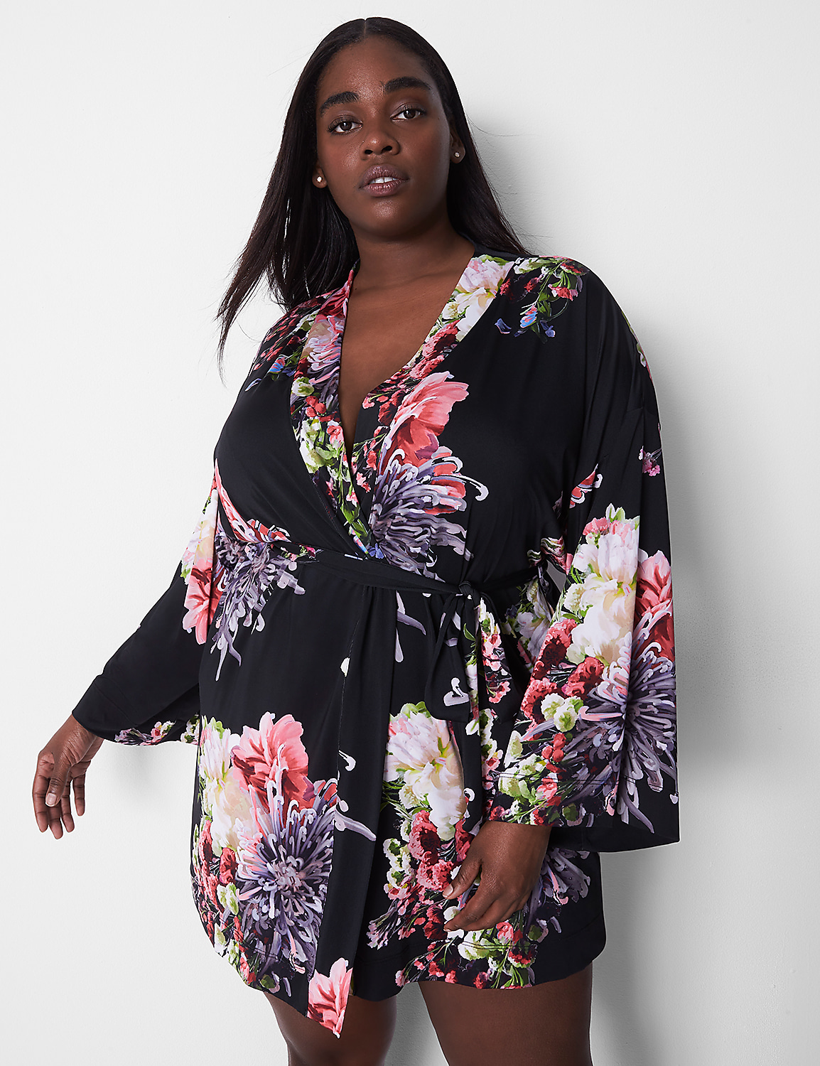 Floral Print Micro Robe 1118621 | LaneBryant