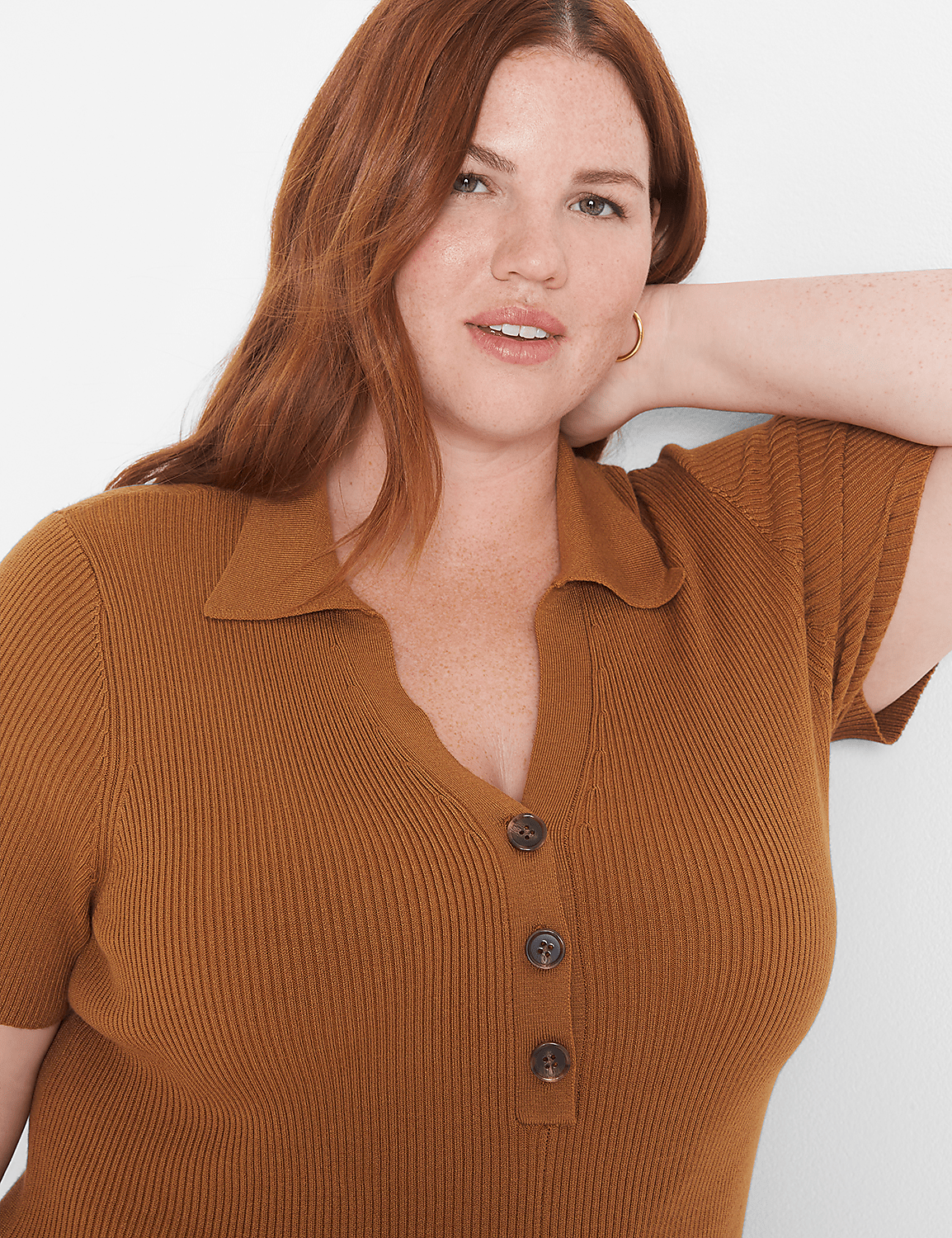 Short-Sleeve Polo Sweater Dress Product Image 3