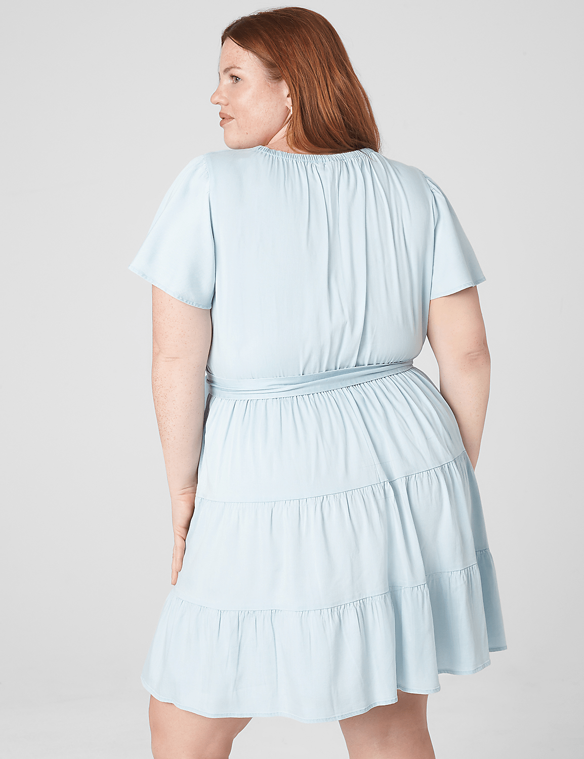 Flutter-Sleeve Shirred Fit & Flare Dress Product Image 2
