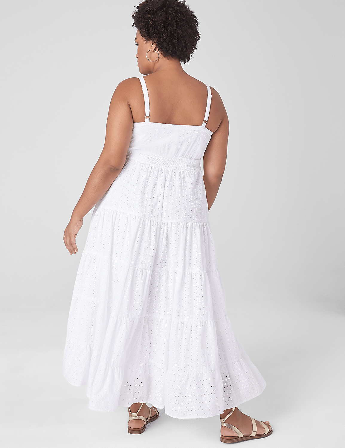 V-Neck Mixed Eyelet Maxi Dress Product Image 2