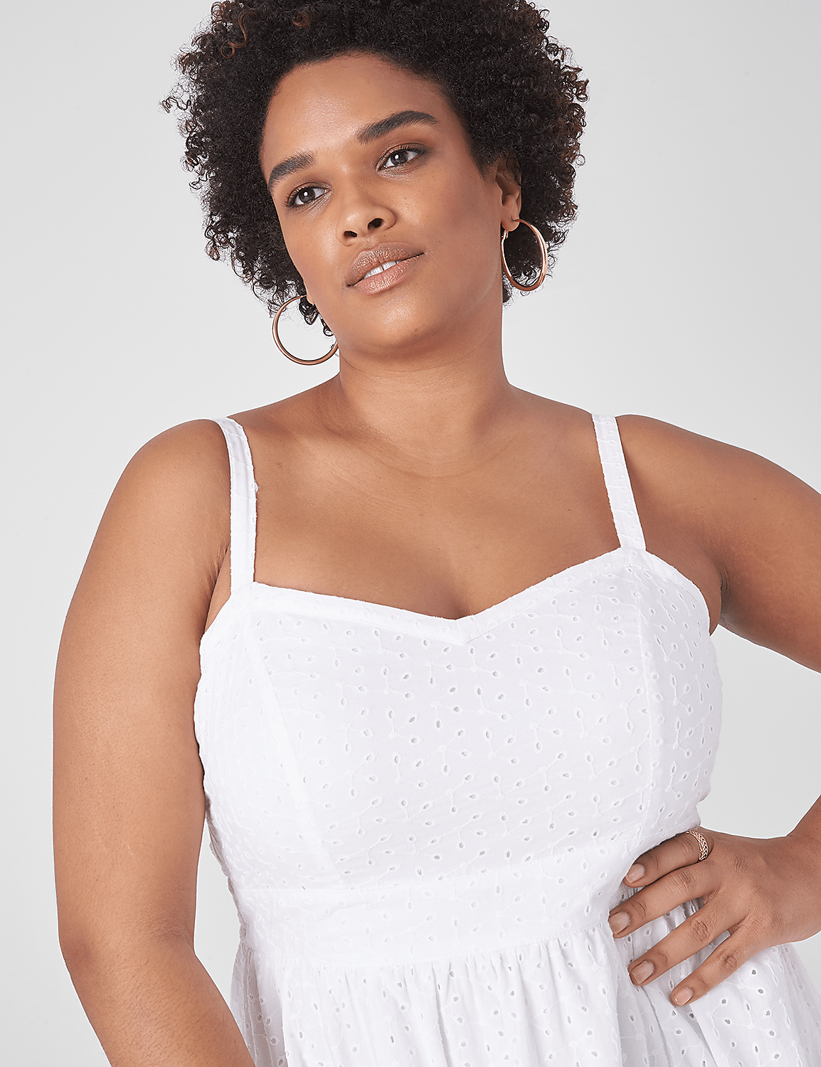 V-Neck Mixed Eyelet Maxi Dress Product Image 3