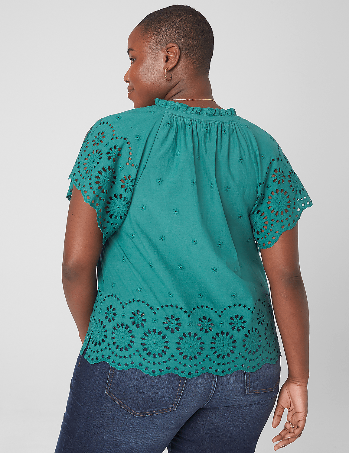 Raglan Scallop Hem Ruffle Neckline | LaneBryant