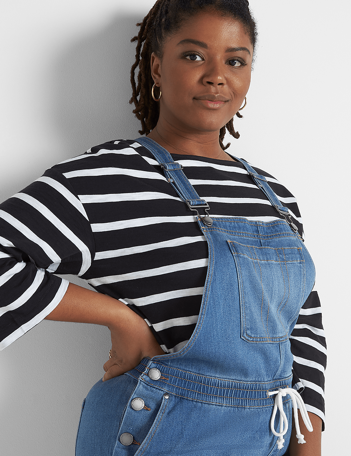 Relaxed Short Denim Overalls Product Image 3