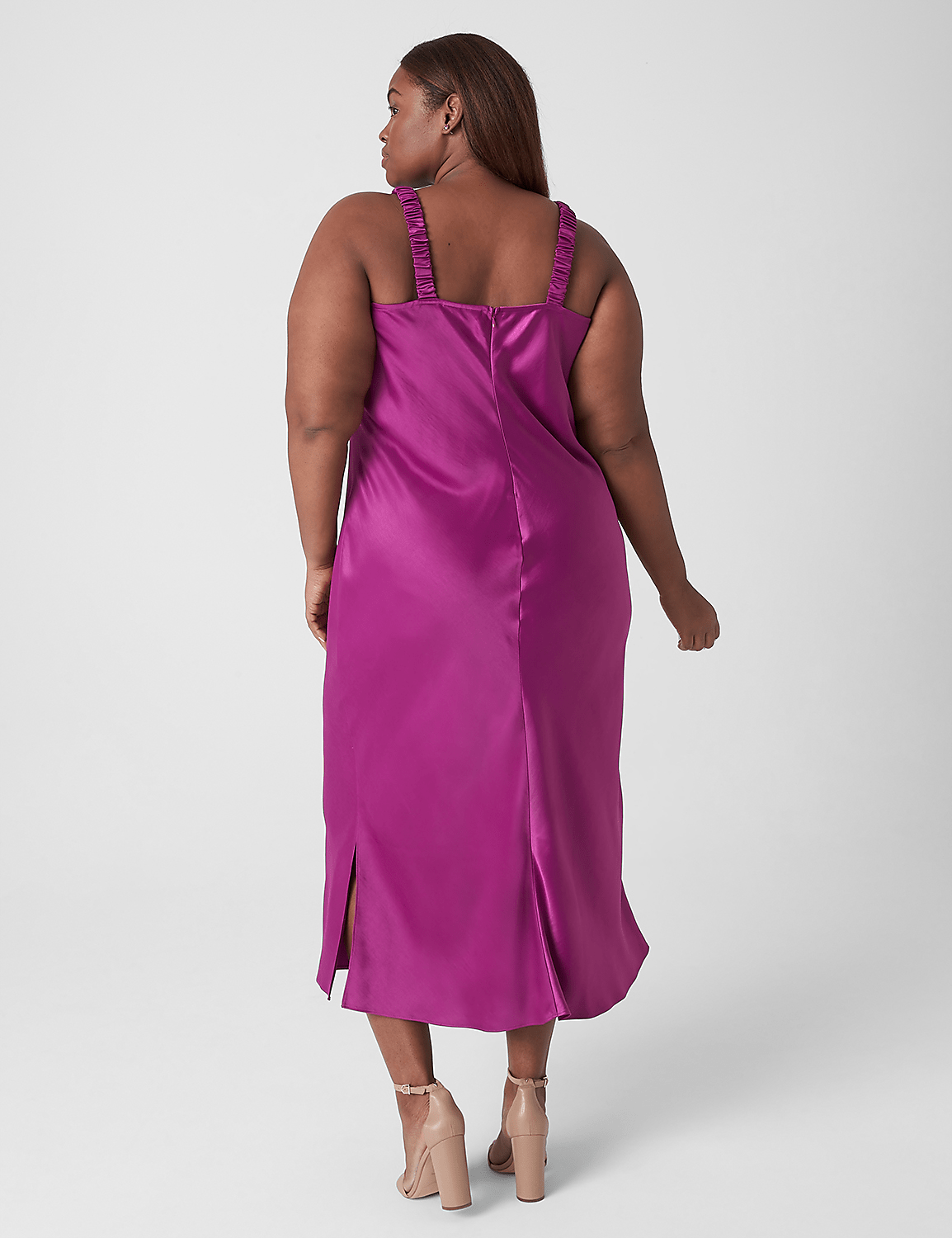 bias cut silk dress plus size Plus Size Curve Bias Cut Bamboo Slip Dress 1 / Pinkest Pink