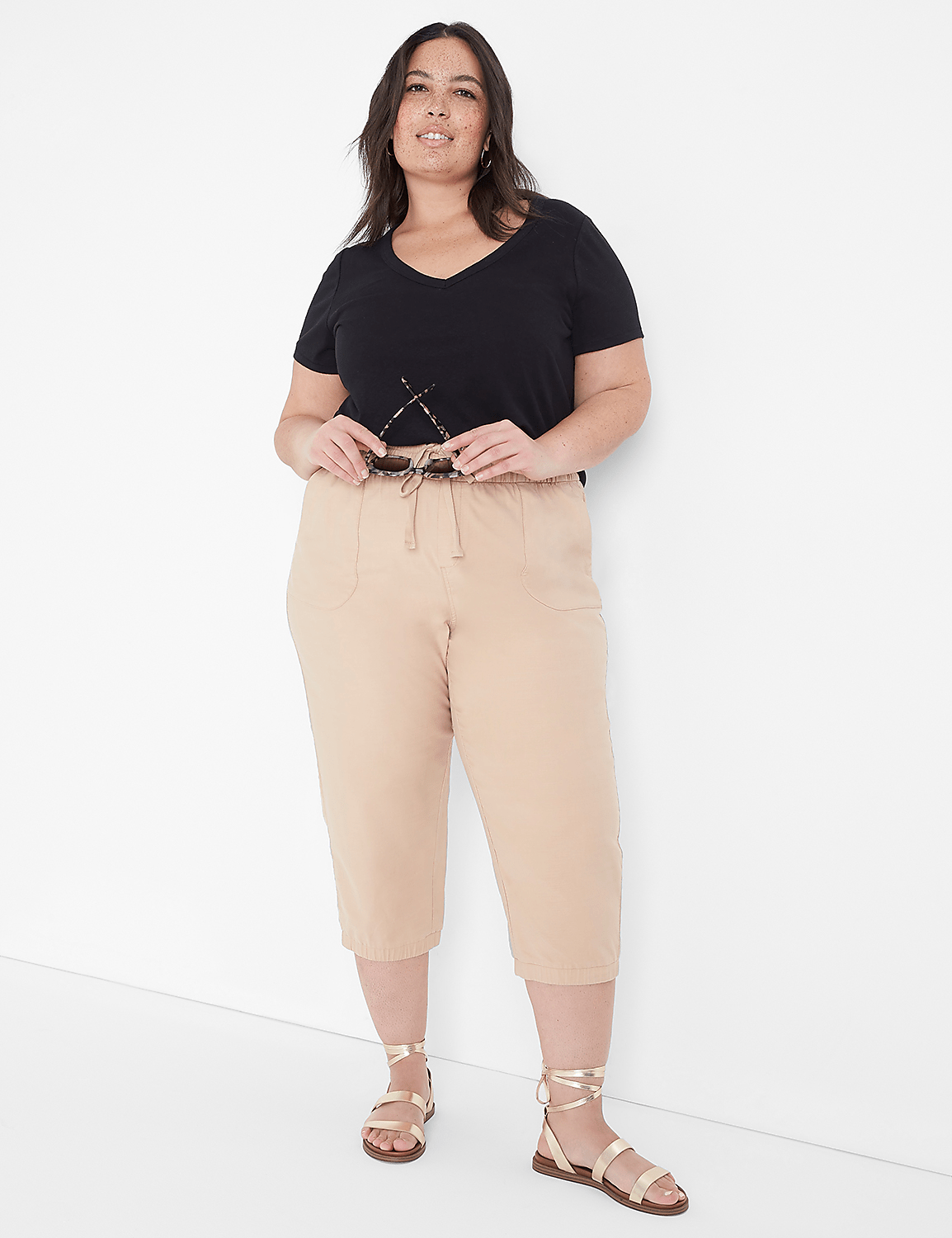 Pull-On Elastic Cuff Crop Pant Product Image 3