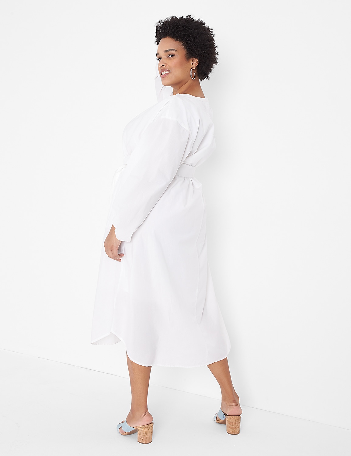 Poet-Sleeve Placket-Detail Midi Dress Product Image 2
