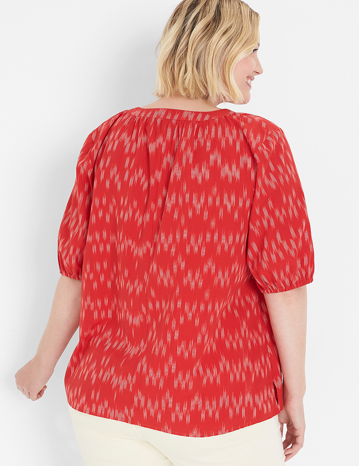 Short-Sleeve Ikat Popover Blouse Product Image 2