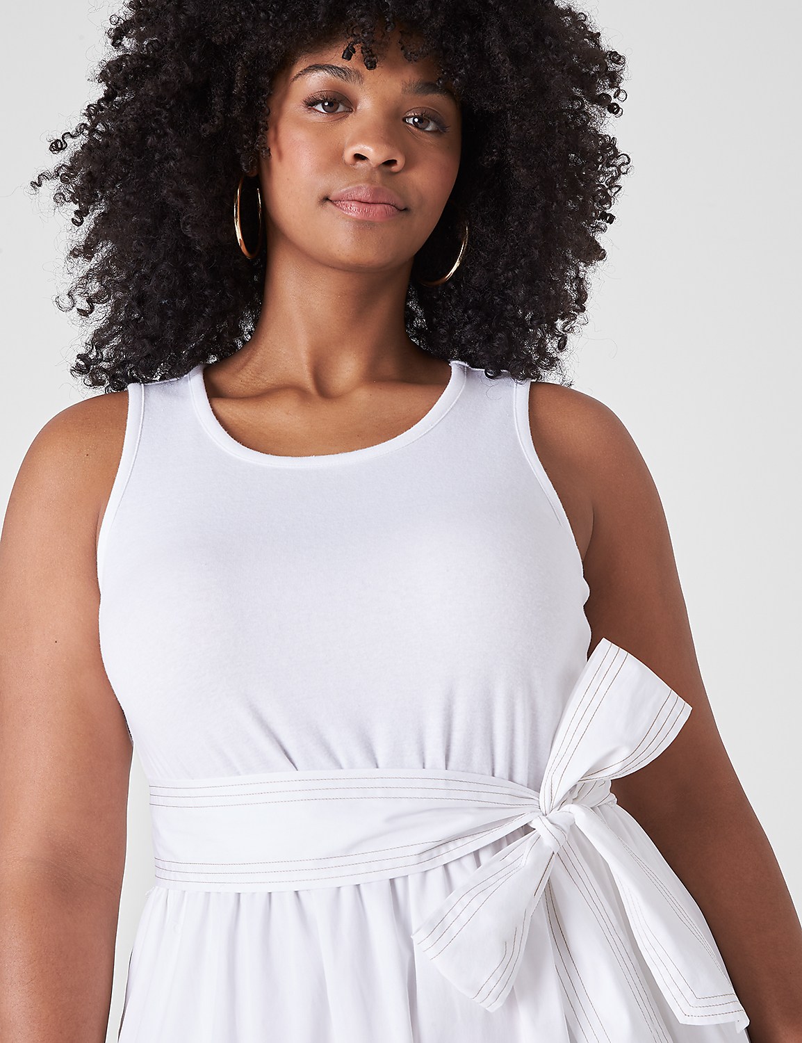 Crew-Neck Knit & Woven Midi Dress Product Image 3