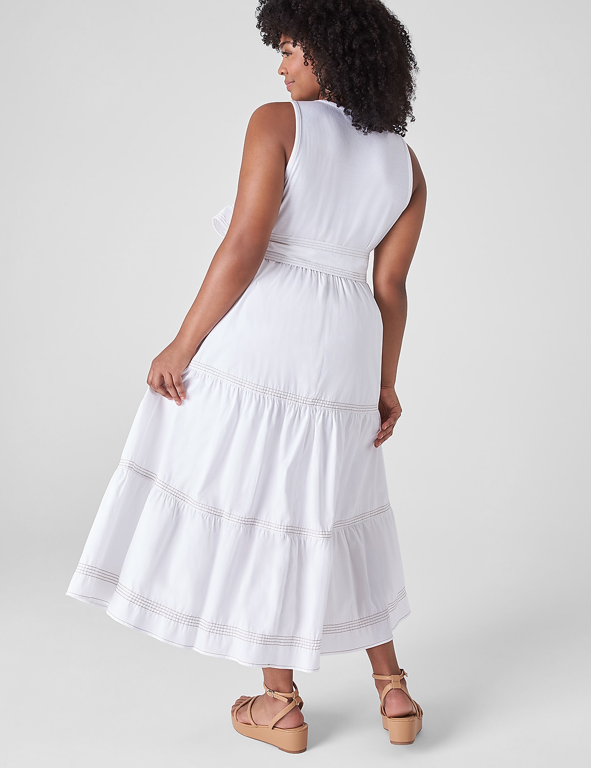 Crew-Neck Knit & Woven Midi Dress Product Image 2