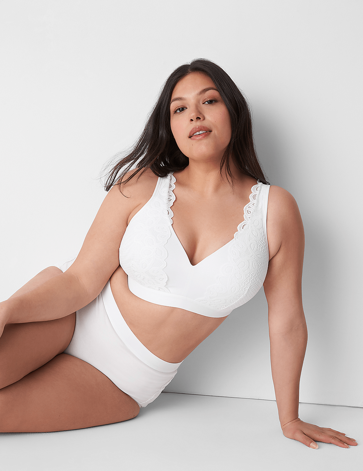 Cotton Lightly Lined No-Wire Bra With Lace Product Image 5