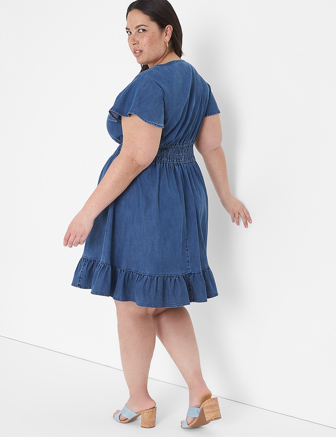 fit and flare chambray dress Talbots 10p Linen Chambray Shirt Dress Sleeveless Midi Fit Flare V Neck NWT