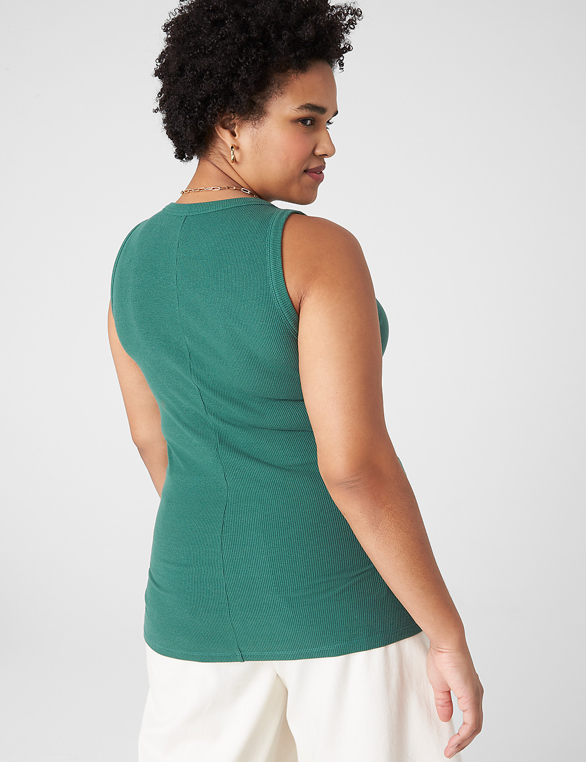 Fitted Sleeveless High Neck 2x2 Rib | LaneBryant