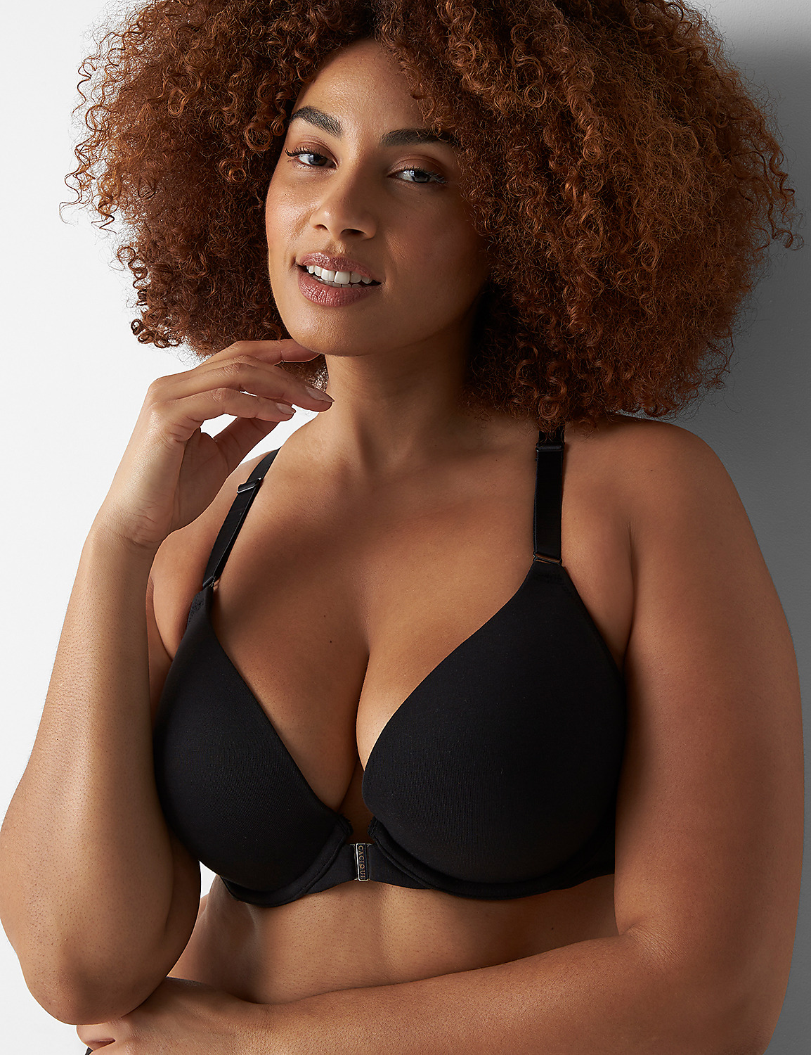 Cotton Front-Close Boost Plunge Bra Product Image 6