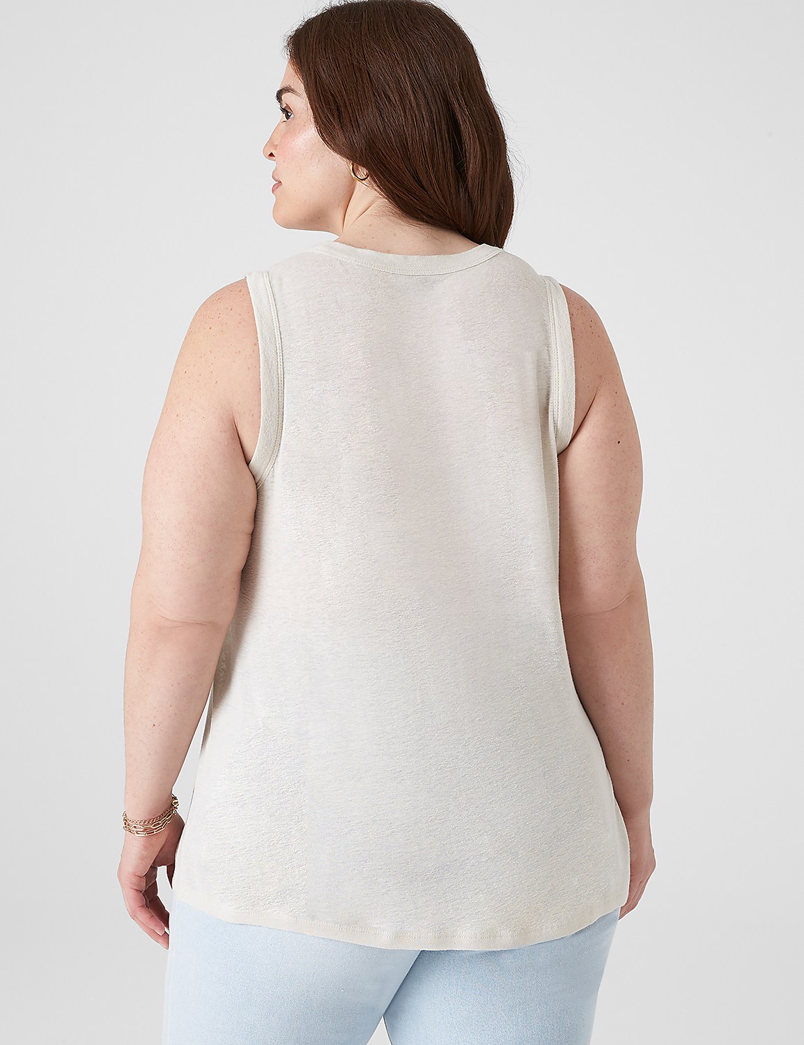 Crew-Neck Linen Tank Product Image 2