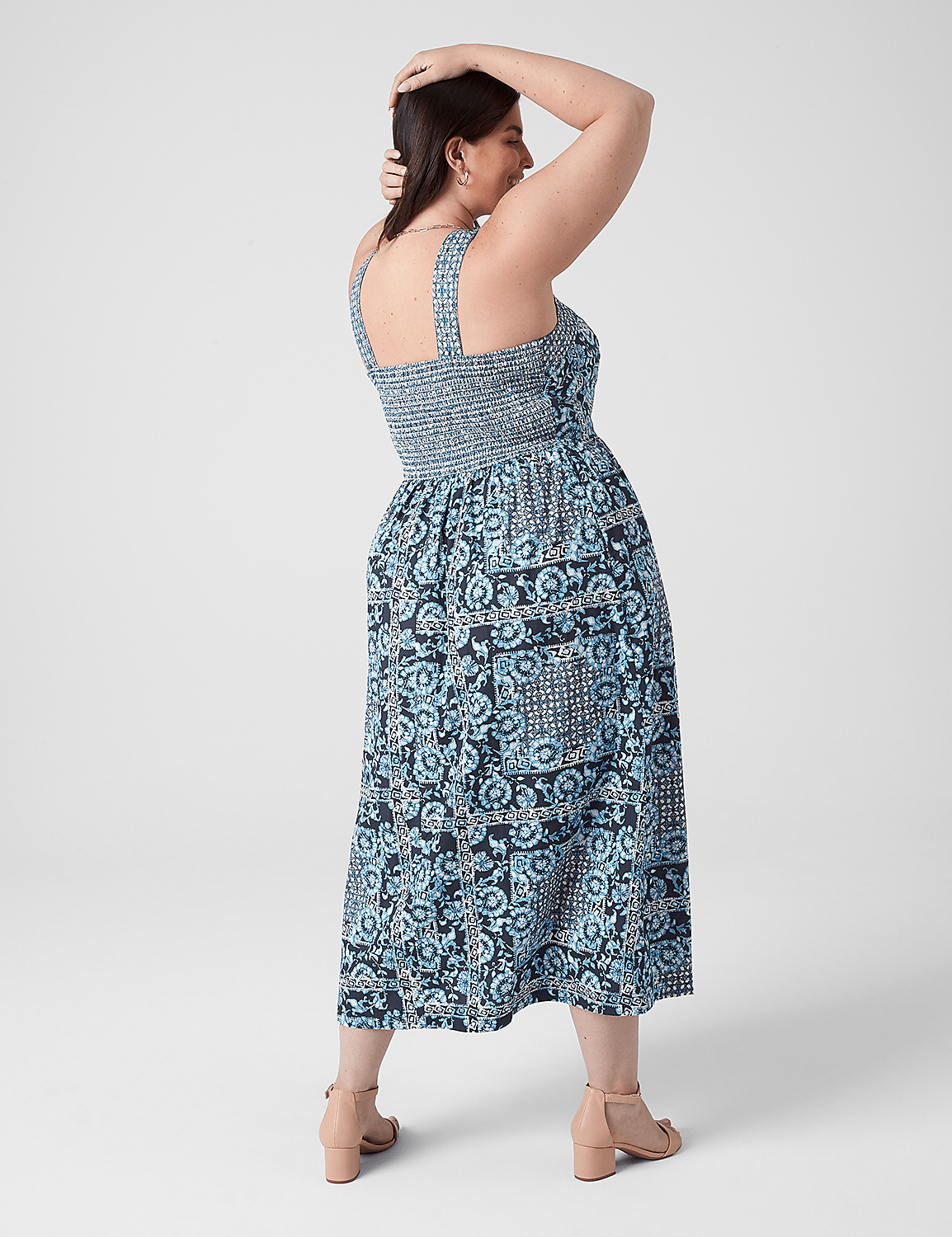 Square-Neck Quilted-Detail Midi Dress Product Image 2