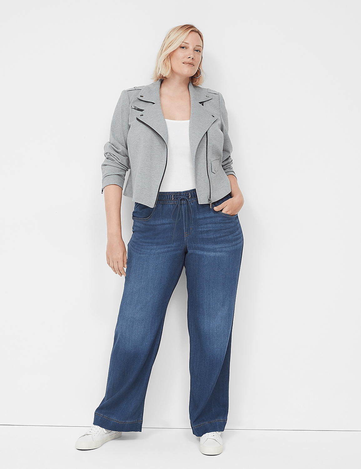 Pull-On Fluid Wide Leg Jean | LaneBryant