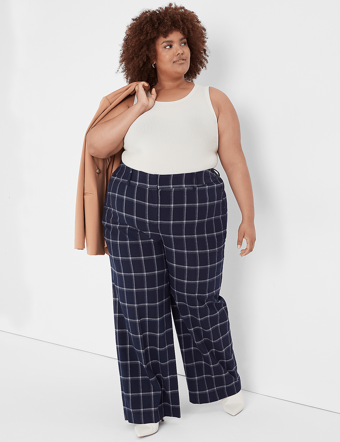 High-Rise Perfect Drape Wide Leg Pant - Plaid Product Image 3
