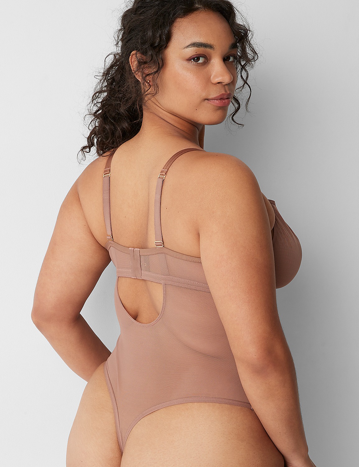 Mesh Demi Ultra High-Leg Thong Bodysuit Product Image 2
