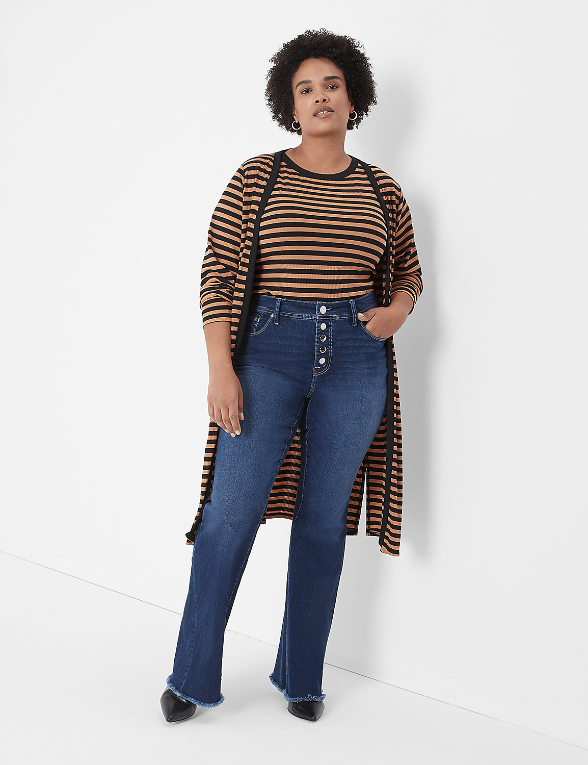 Seven7 High-Rise Flare Jean With Raw Hem Product Image 3