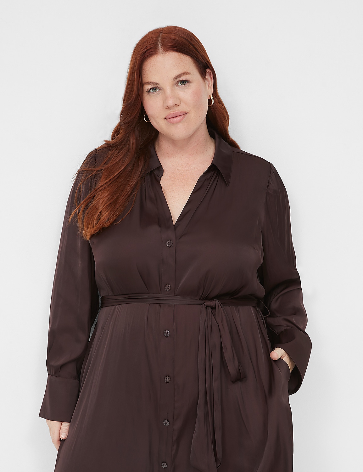 Belted Button-Down Shirt Dress Product Image 3