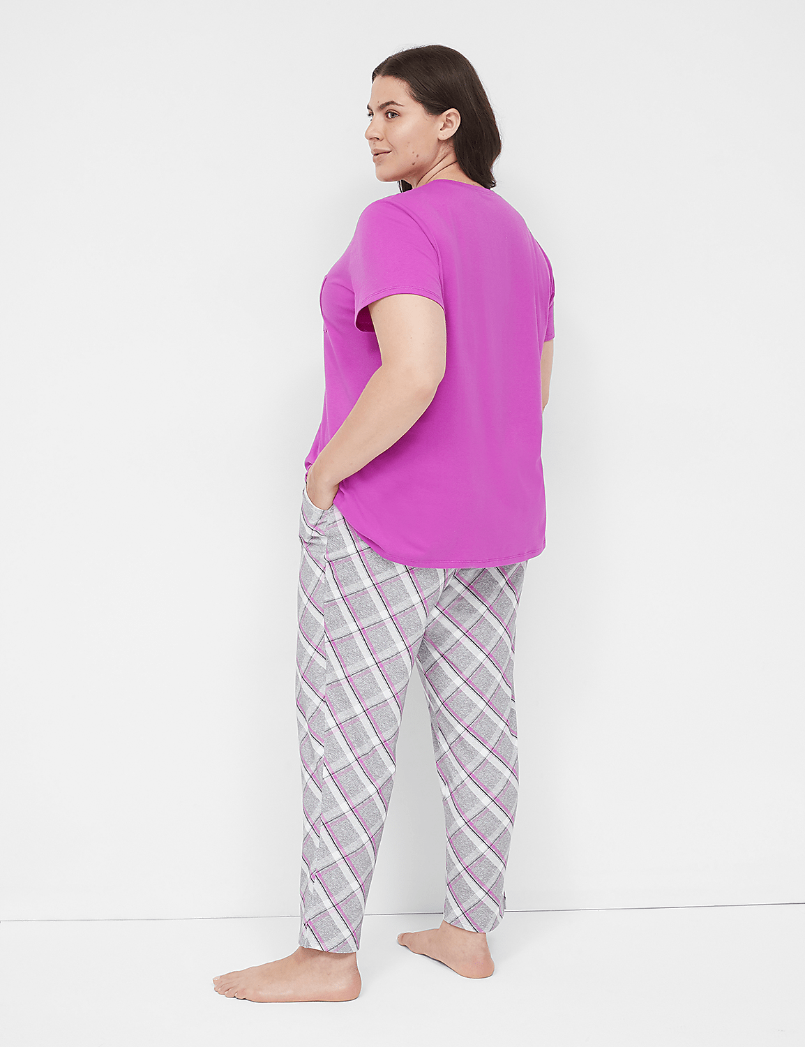 Comfy Cotton Pocket Tee & Tapered Jogger PJ Set | LaneBryant