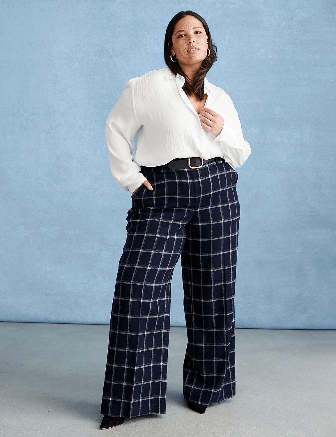 High-Rise Perfect Drape Wide Leg Pant - Plaid Product Image 4