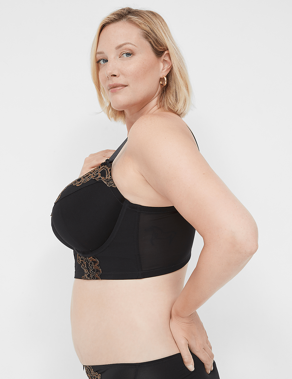 Metallic-Trim Longline Boost Balconette Bra Product Image 3
