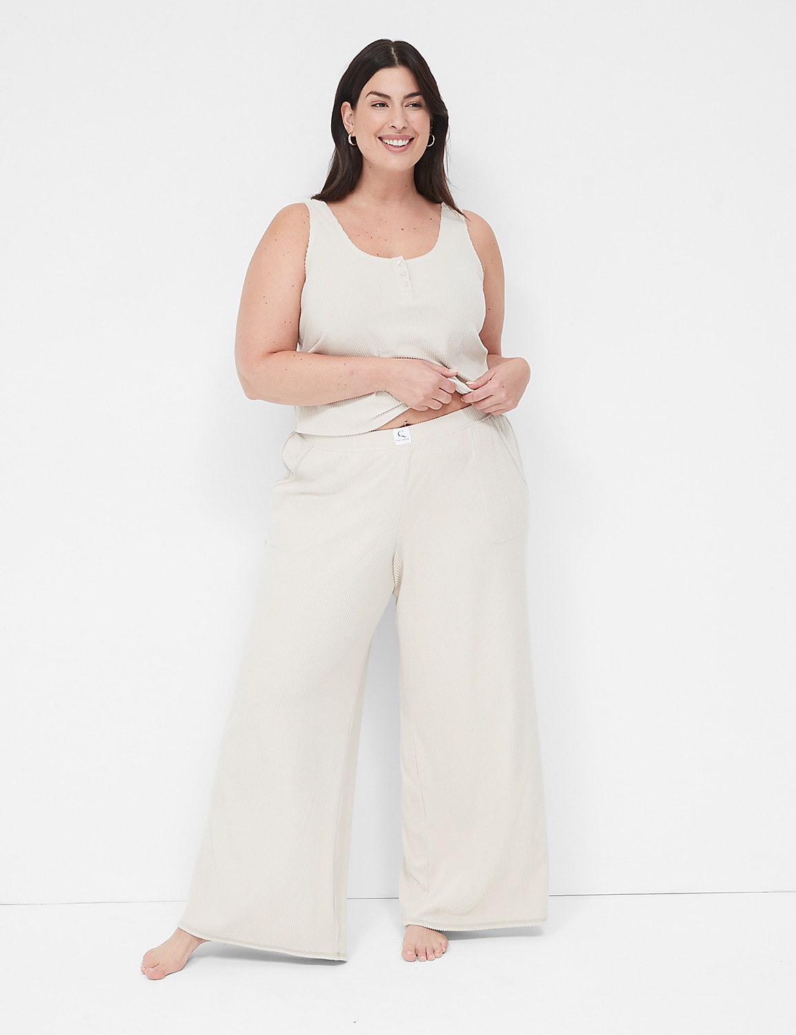 Brushed Rib Wide Leg Sleep Pant Product Image 3