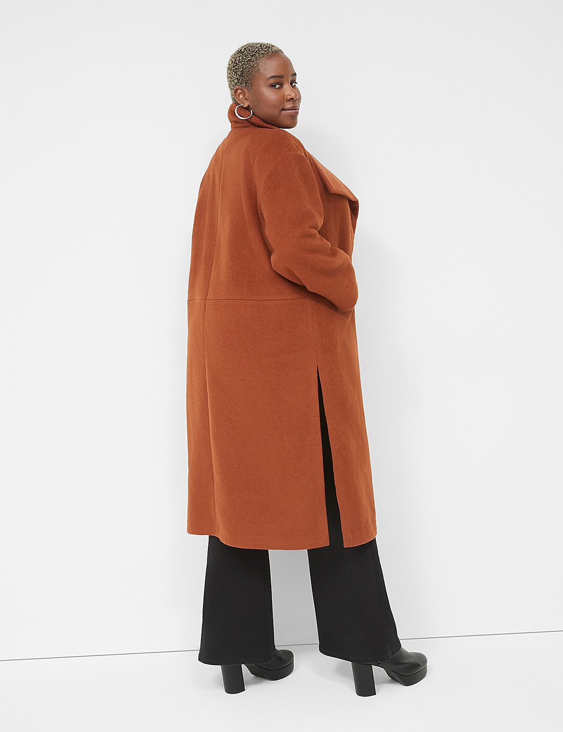 Shawl-Lapel Wool Open-Front Coat Product Image 2