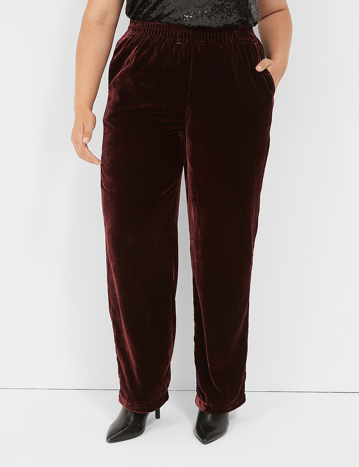 Pull-On Velvet Straight Leg Pant Product Image 3