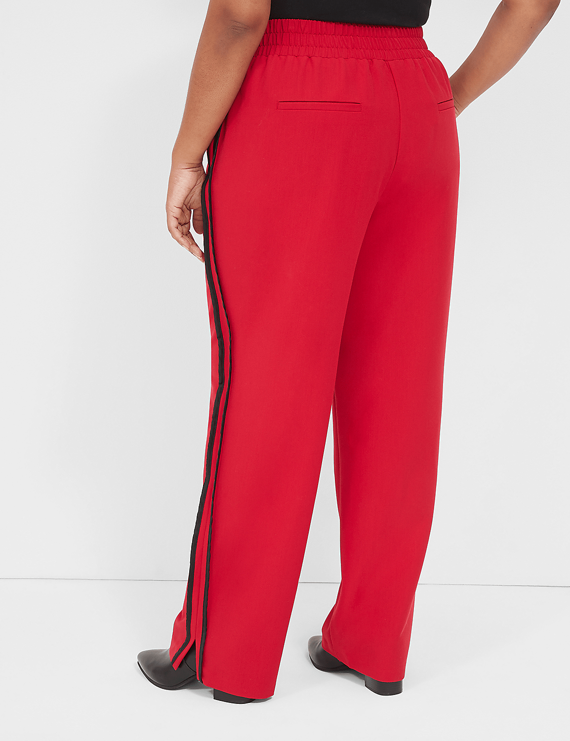 Pull-On Straight Pant With Contrast Seam Detail & Slit Product Image 2