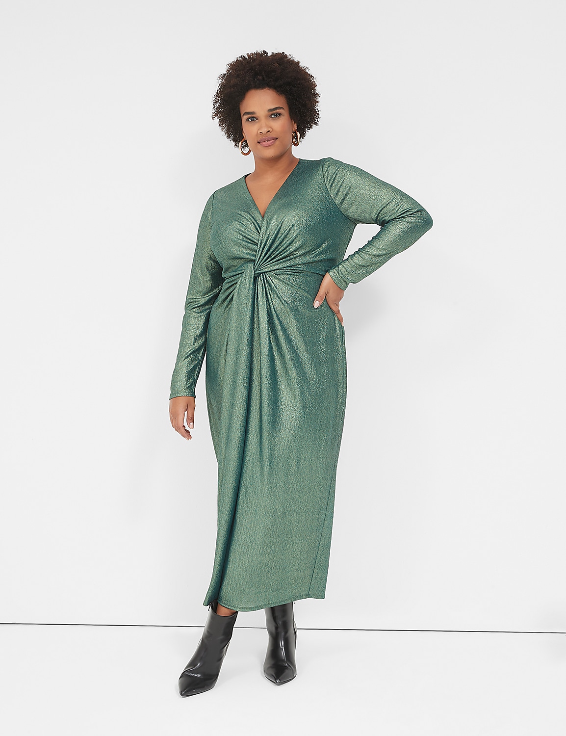 Twist-Waist Sheath Metallic Midi Dress Product Image 4
