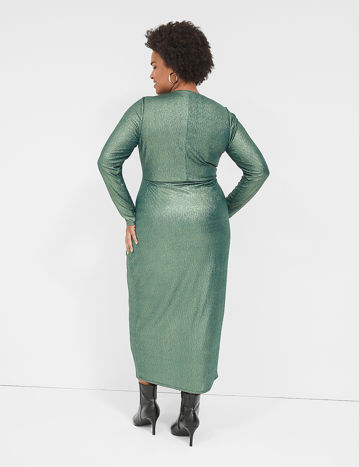 Twist-Waist Sheath Metallic Midi Dress Product Image 2