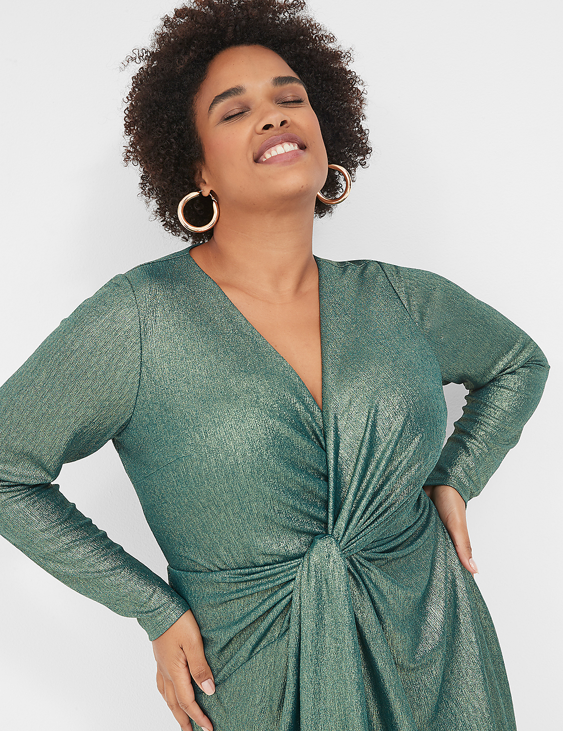 Twist-Waist Sheath Metallic Midi Dress Product Image 3