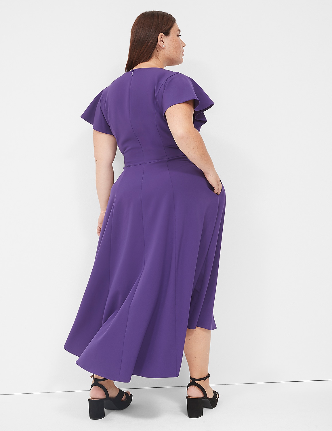 Lena V-Neck High-Low Midi Dress Product Image 2