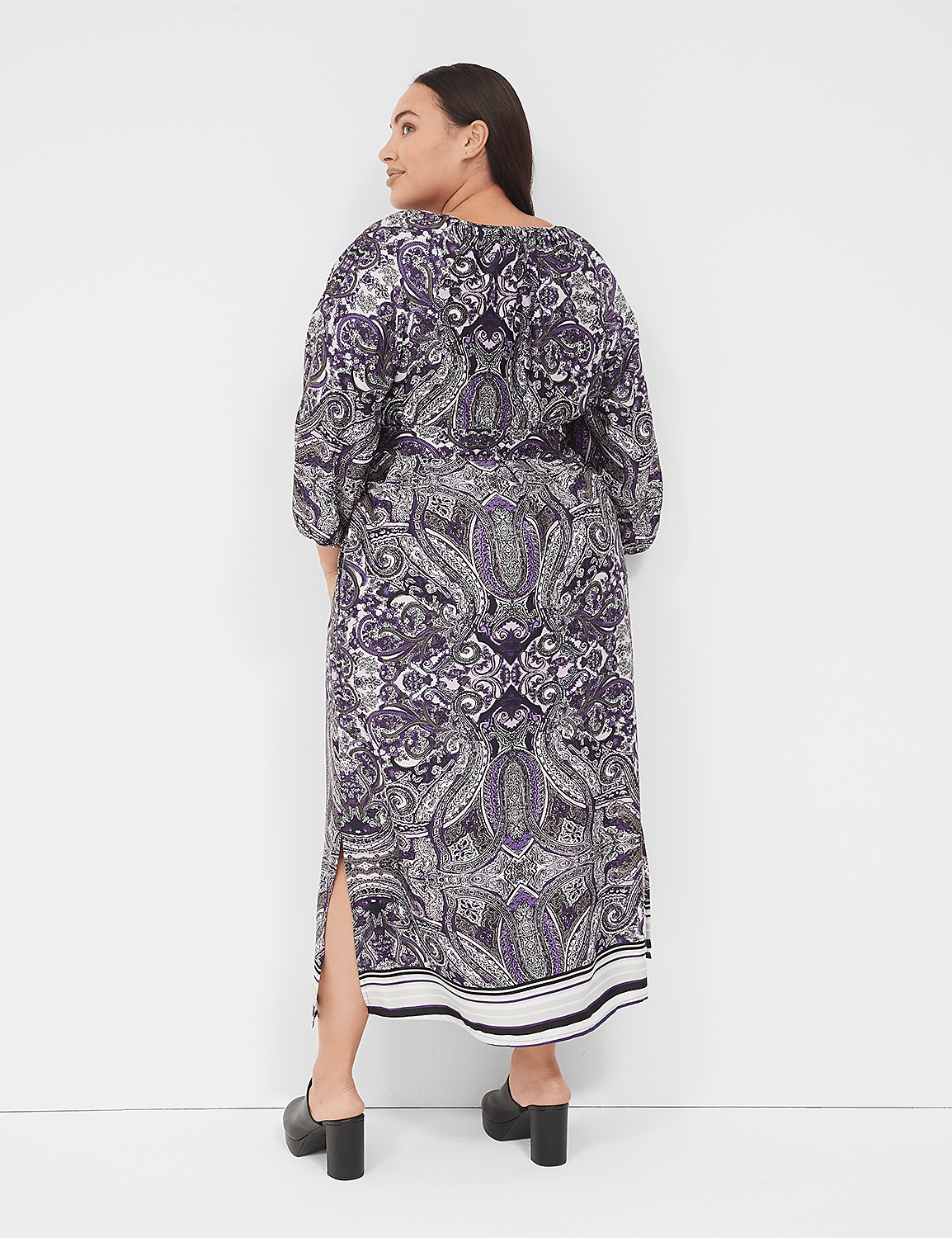 3/4-Sleeve Belted Maxi Dress Product Image 2