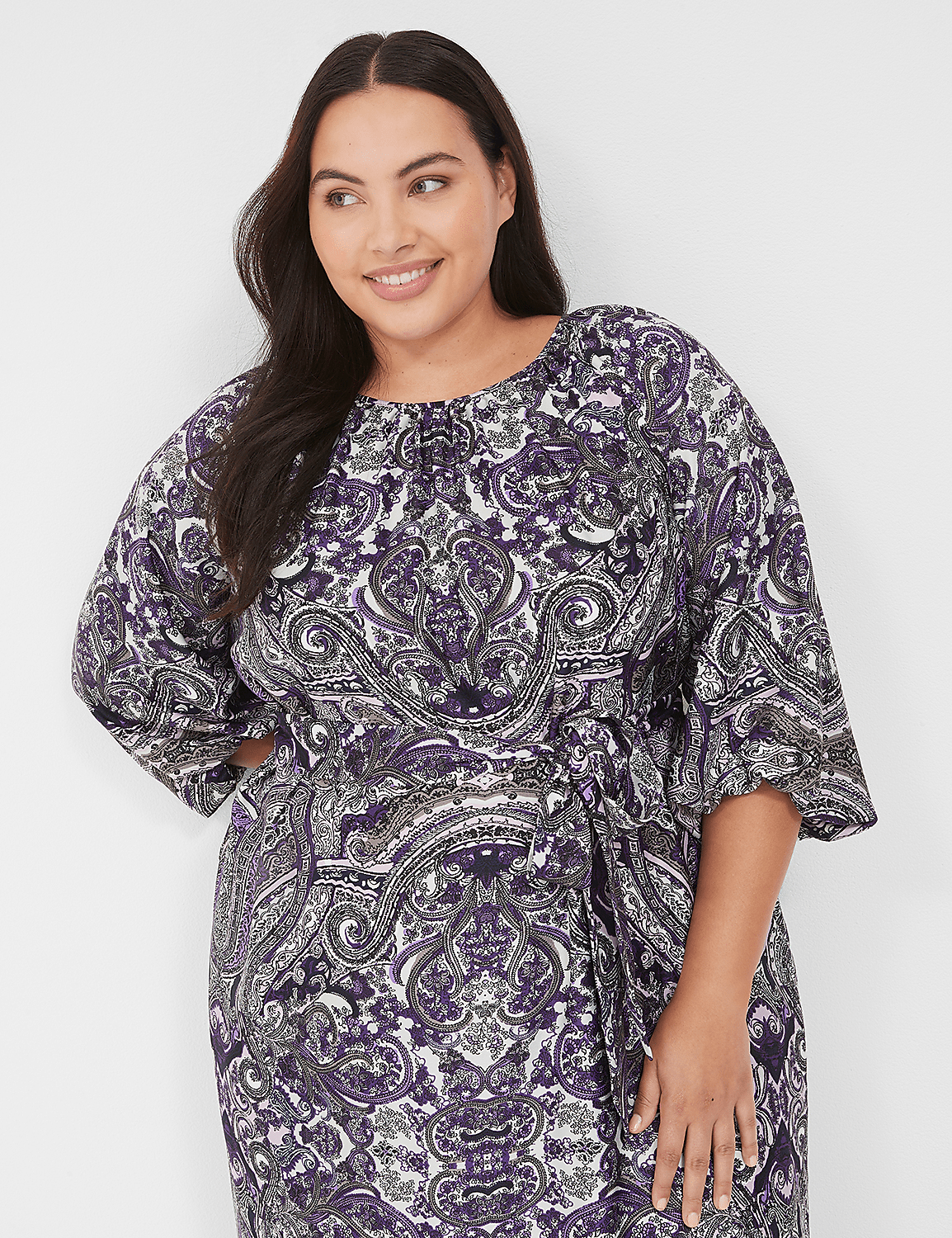 3/4-Sleeve Belted Maxi Dress Product Image 3