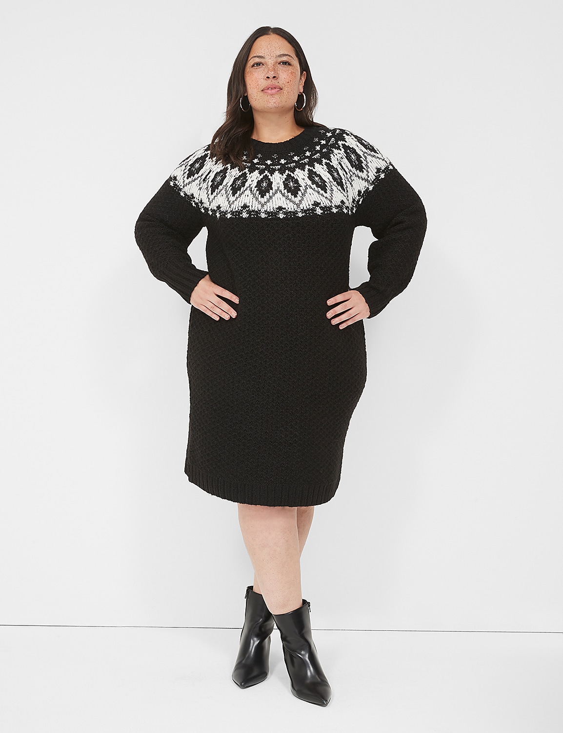 Lurex Mock-Neck Fair Isle Sweater Dress Product Image 4