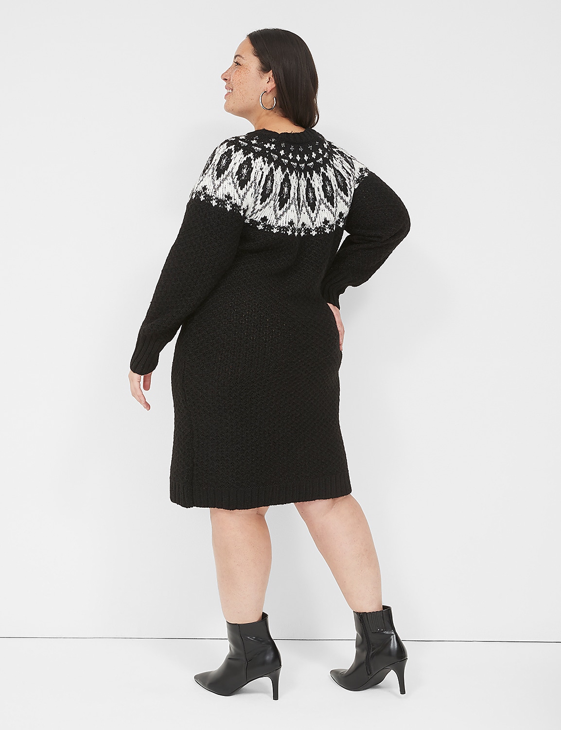 Lurex Mock-Neck Fair Isle Sweater Dress Product Image 2