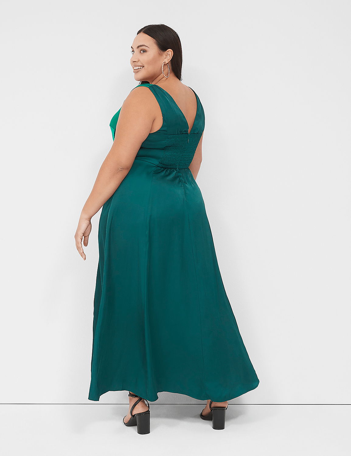 smocked bodice satin maxi dress Abercrombie & Fitch Smocked Bodice Satin Maxi Dress Blue Size Extra Small  Tall