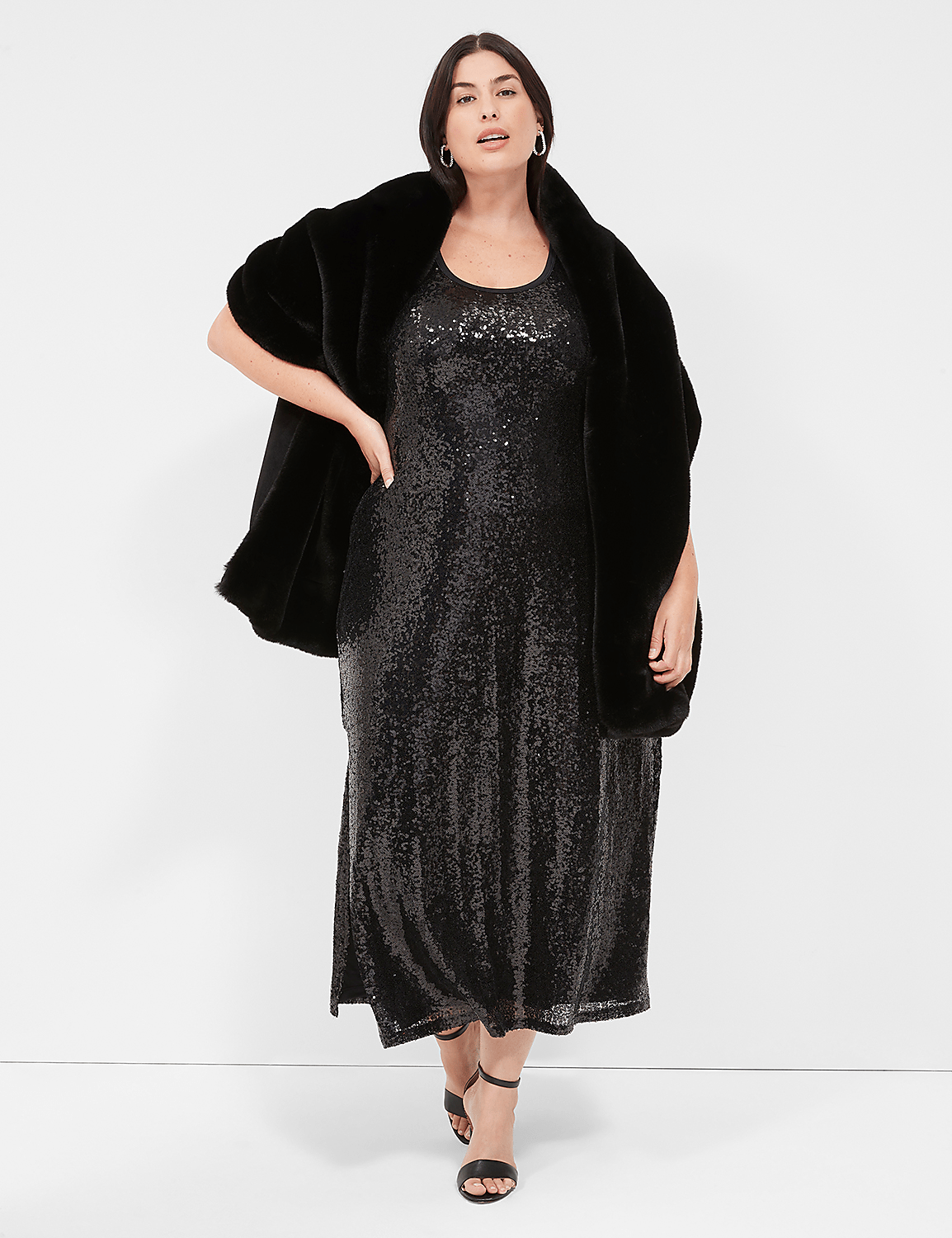 Sequin Scoop-Neck Slip Midi Dress Product Image 4