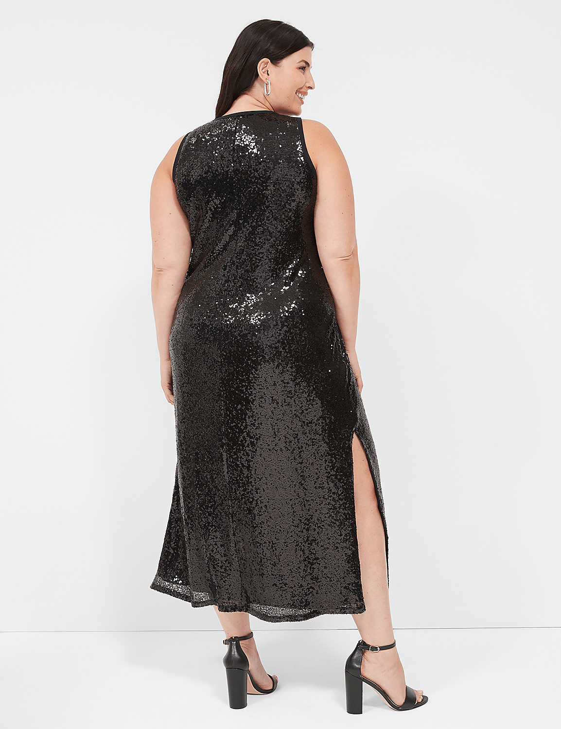 Sequin Scoop-Neck Slip Midi Dress Product Image 2