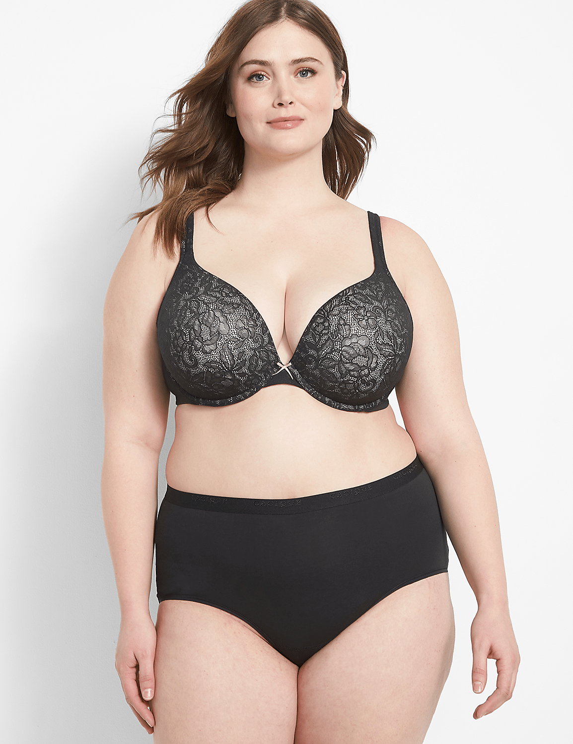 Cotton Boost Plunge Bra With Lace Product Image 1