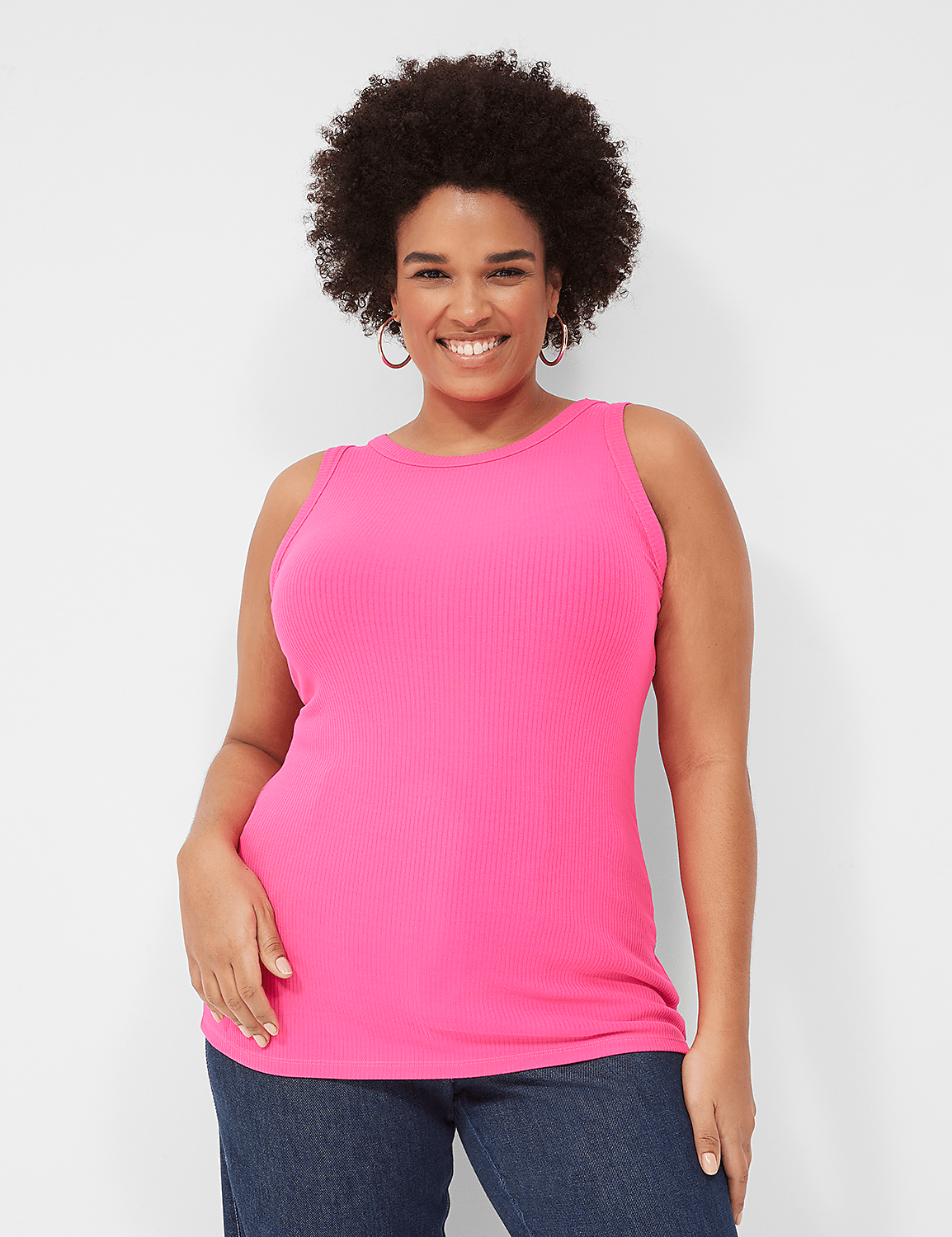 Sleeveless High Neck 3x2 Rib Tank S | LaneBryant